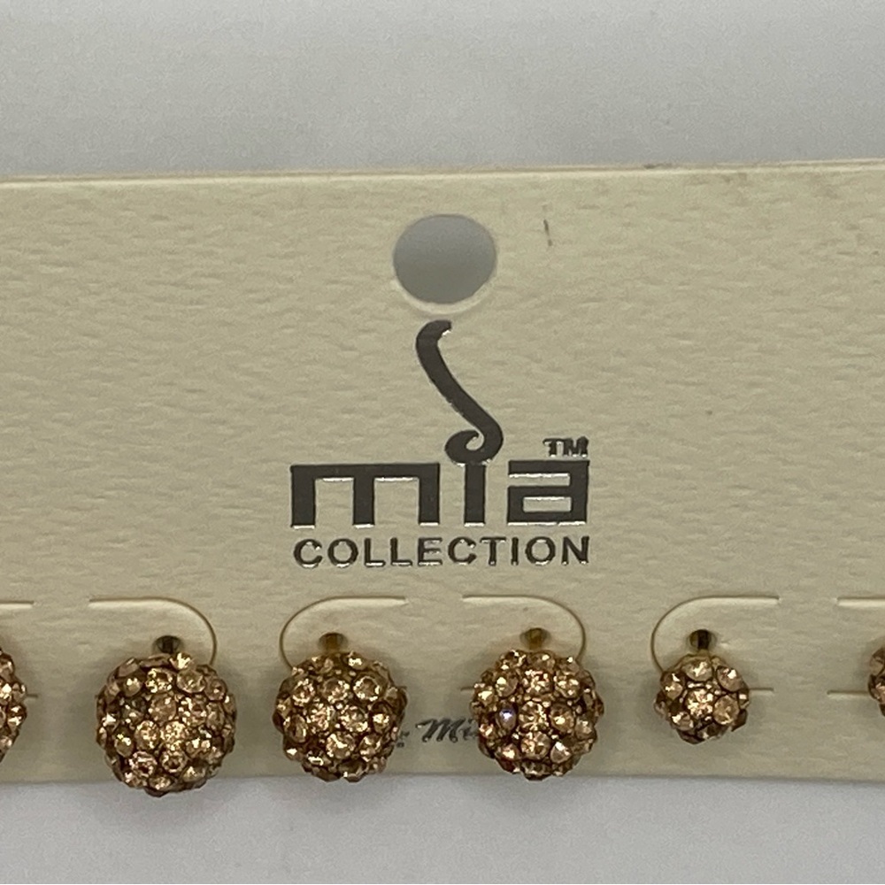 earrings 3 Piece Set Gold Sparkling Balls. Small Medium Large